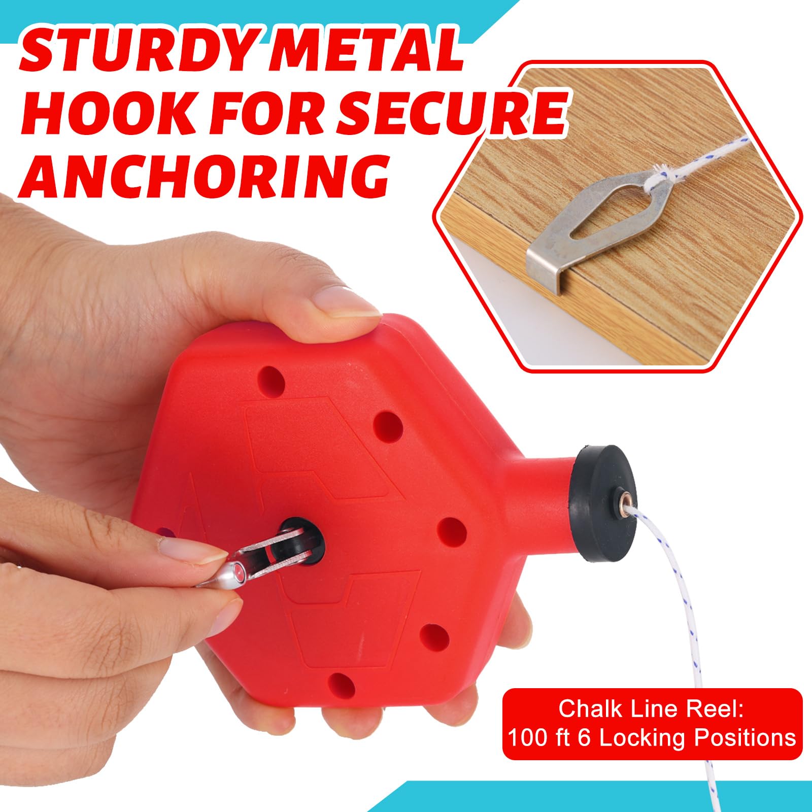 2 Pcs Chalk Line Reel, 100 Feet for Construction Carpentry — Amazon image 5