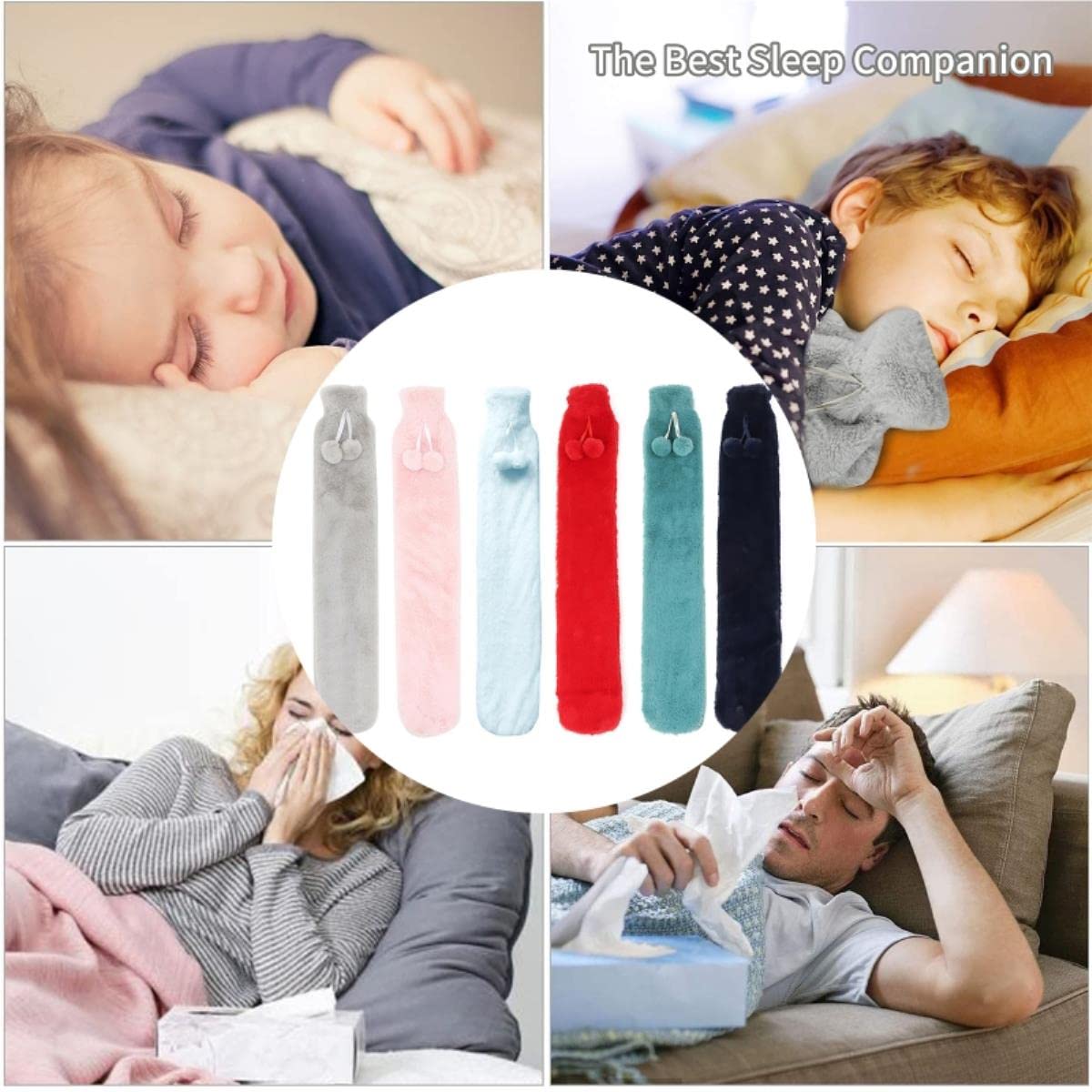 52 * 9,5 cm Handwärmer Extra Lange Wärmflaschentasche mit Flanelltaschenabdeckung Handfüße Erwärmungswasserfüllung Wärmflasche 1L-Muster 12