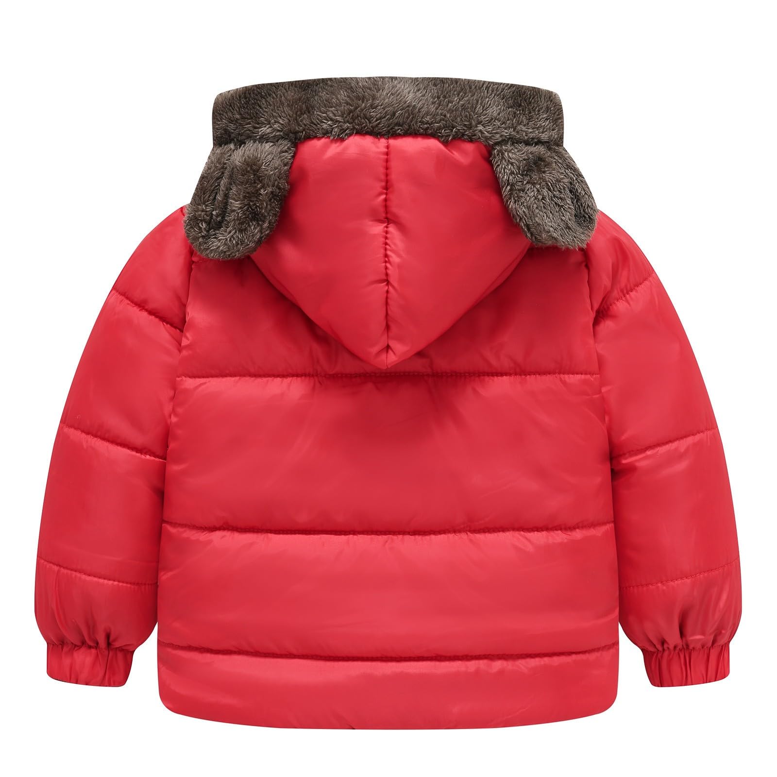 RNTOP Baby Girls Boys Winter Fleece Jackets Toddler Zip Up Bear Ears Hooded Coat Cotton Warm Lined (Red, 4-5 Years)