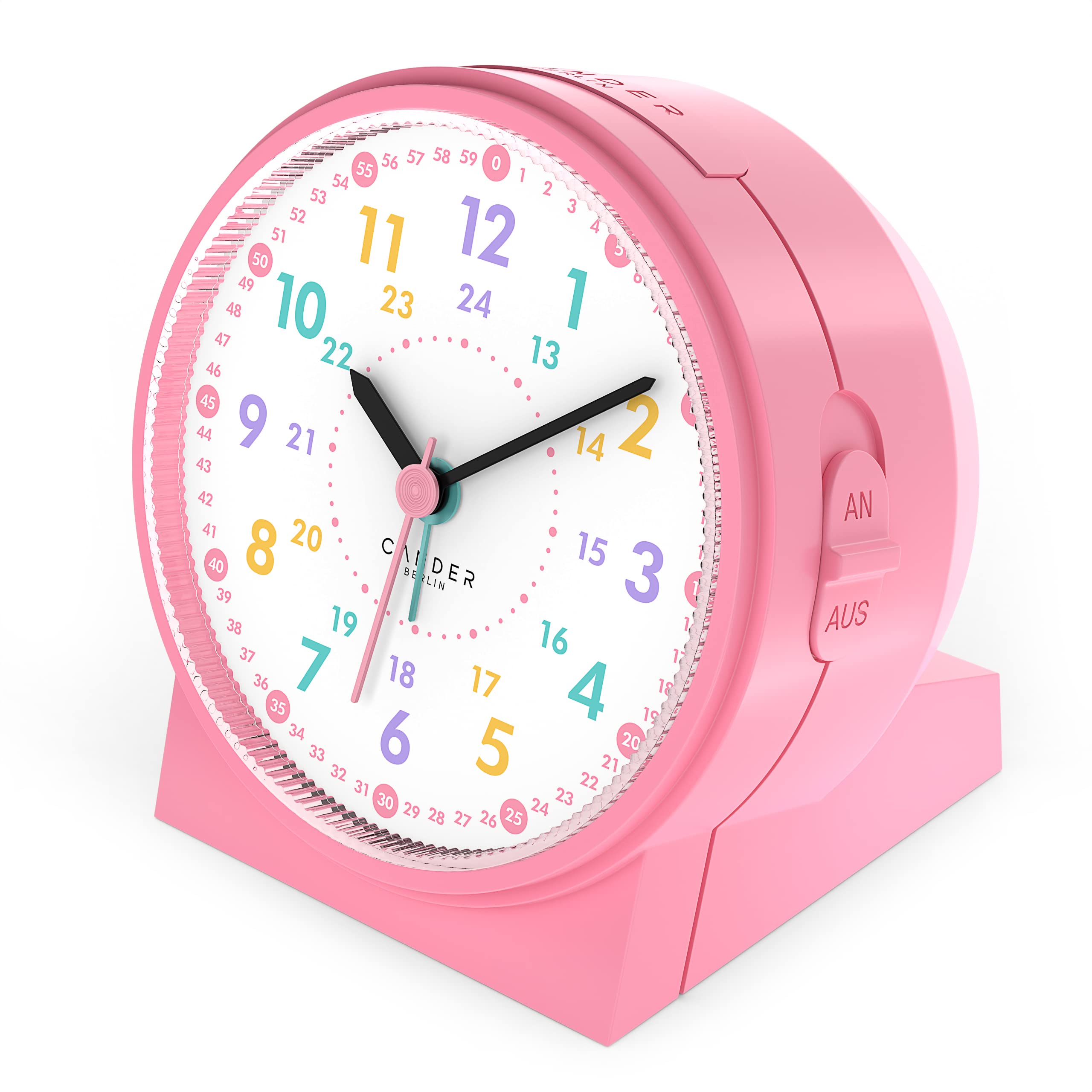 Cander Berlin MNU 1009 H - Reloj despertador infantil silencioso, silencioso, con luz y repetición, color rosa