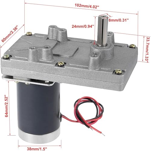 Miniatura 2 de uxcell eje de salida excéntrico de la caja de cambios de la reducción eléctrica del alto esfuerzo de torsión del motor del engranaje de 24V DC 70 RPM
