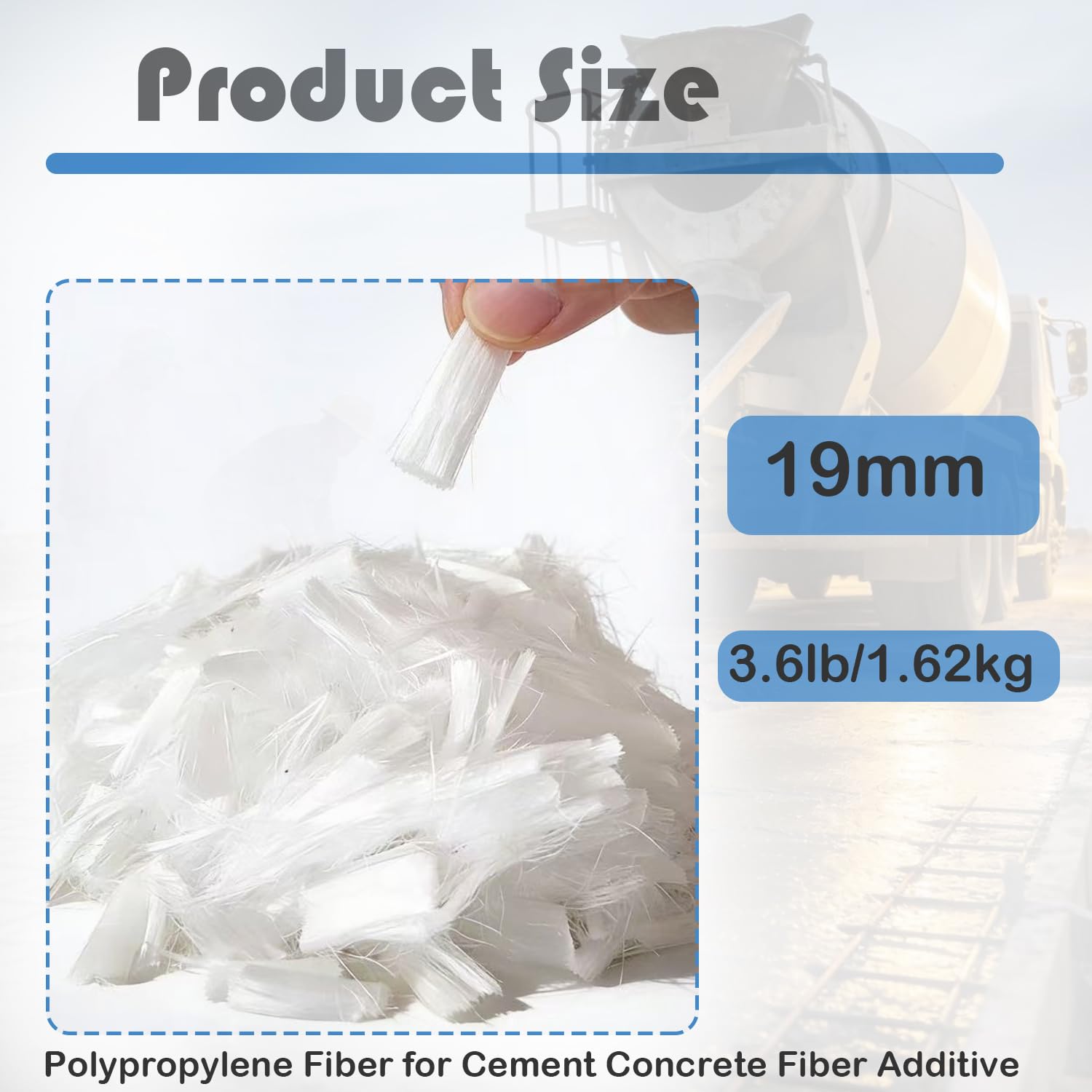 Fibra di polipropilene per cemento e calcestruzzo, additivo in fibra di cemento, resistente agli urti, anti-infiltrazione, miscela di calcestruzzo per edilizia, parete, giardino, anti-cracking, bianco