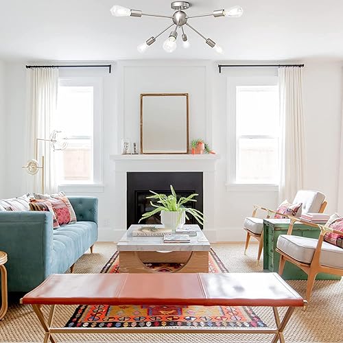 Miniatura 8 de ALISADABOY Lámpara Sputnik de níquel cepillado con 10 luces y 6 luces Sputnik para comedor, sala de estar, cocina, entrada