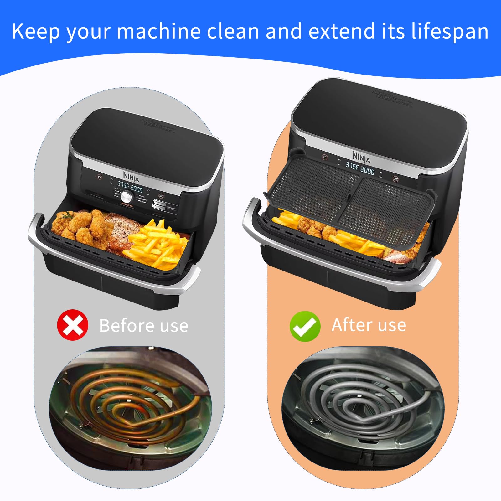 Paraspruzzi In Silicone Per Ninja Foodi Flexdrawer AF500EU: Proteggi La Resistenza Della Tua Friggitrice Ad Aria (37x21 Cm)