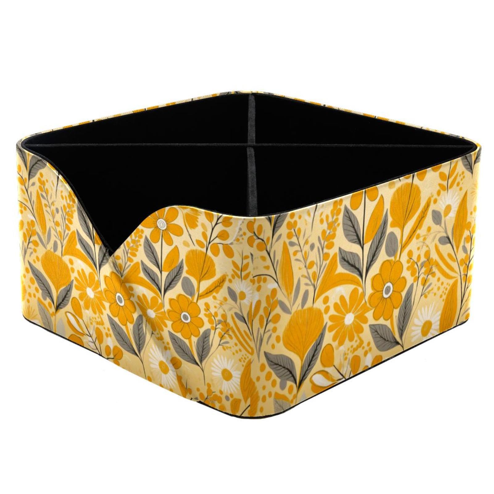 Porte-stylos de bureau floral jaune boîtier de rangement