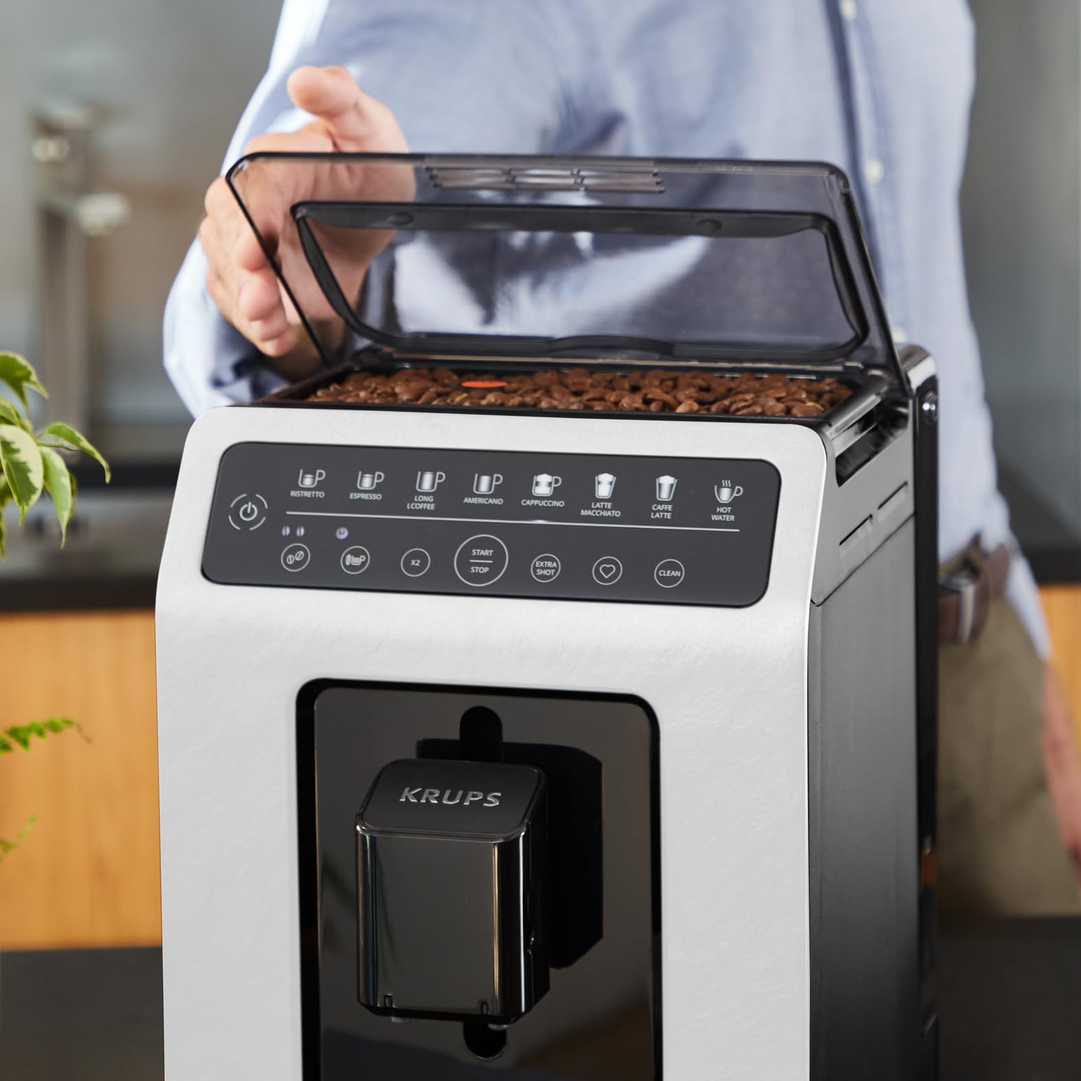 Krups EA897A Evidence ECO design automatyczny ekspres do kawy, cappuccino One-Touch, ekologiczny, sterowanie dotykowe, możliwość personalizacji, zestaw do zaparzania z metalu