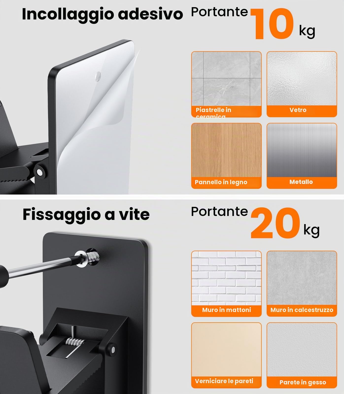 2 Pezzi Supporto per Bastone per Tenda - Staffa per Asta Autoadesivo Tenda Gancetti Porta Bastoni Ganci Tende Senza Bucare per Soggiorno, Bagno, Camera da Letto, Nero