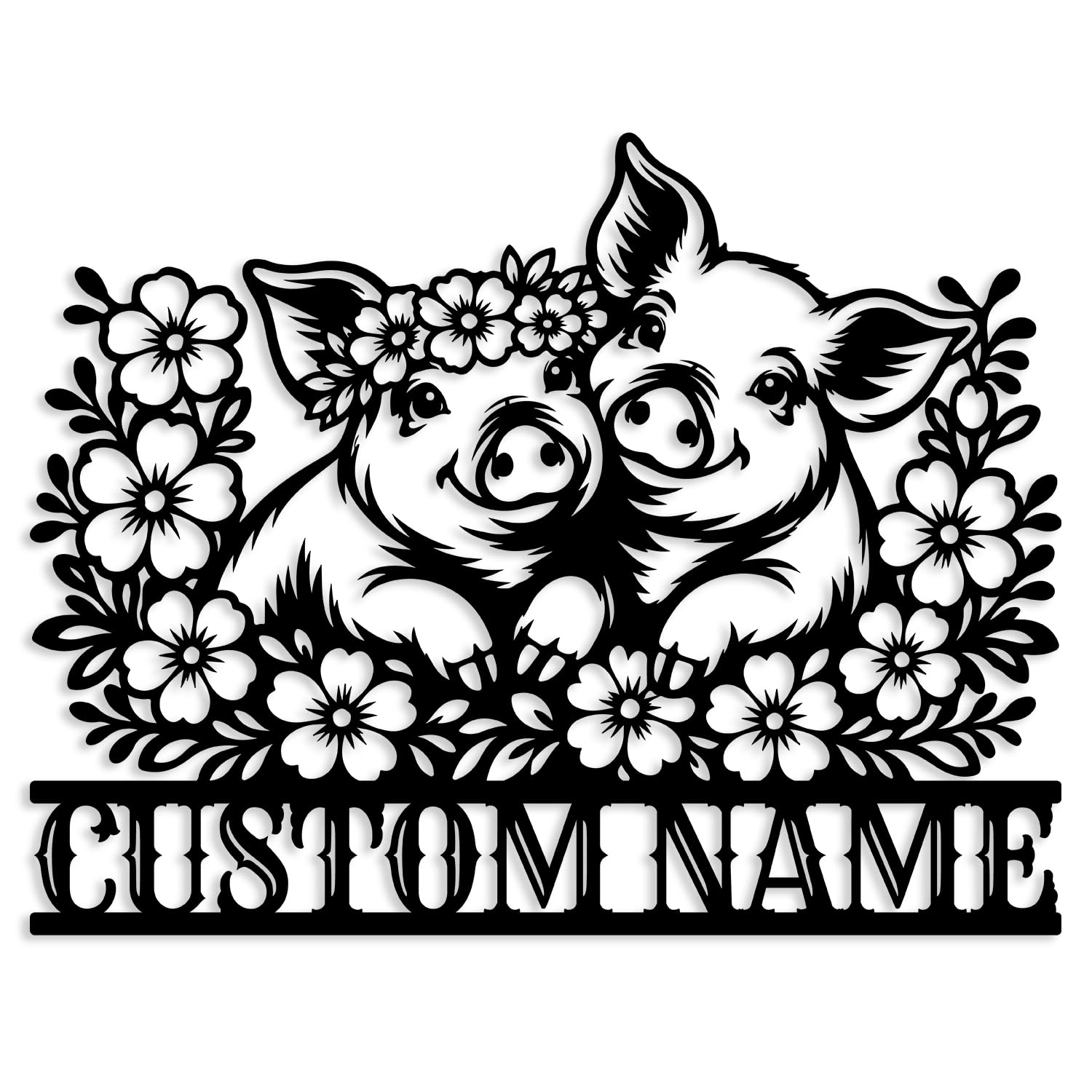 Oldeve Style-A Custom Pig Farm Metal Sign, Personalized Pig Ranch Wall Art, Pig Farm Sign, Metal Pig Farmhouse Decor, Farmer Gift (Style-A)