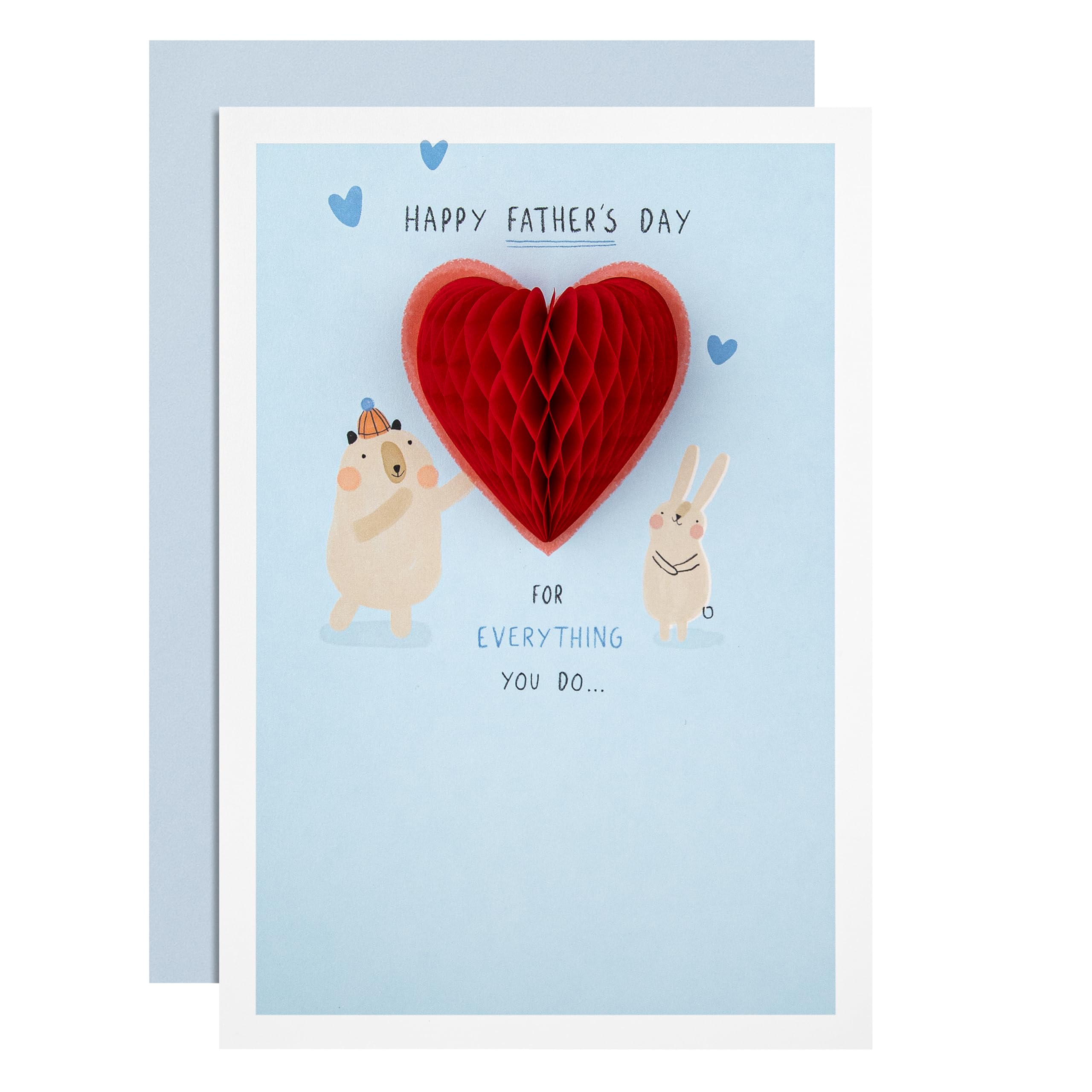 Hallmark Fathers Day Card, With Keepsake Heart, Bear Design, Blue, Red