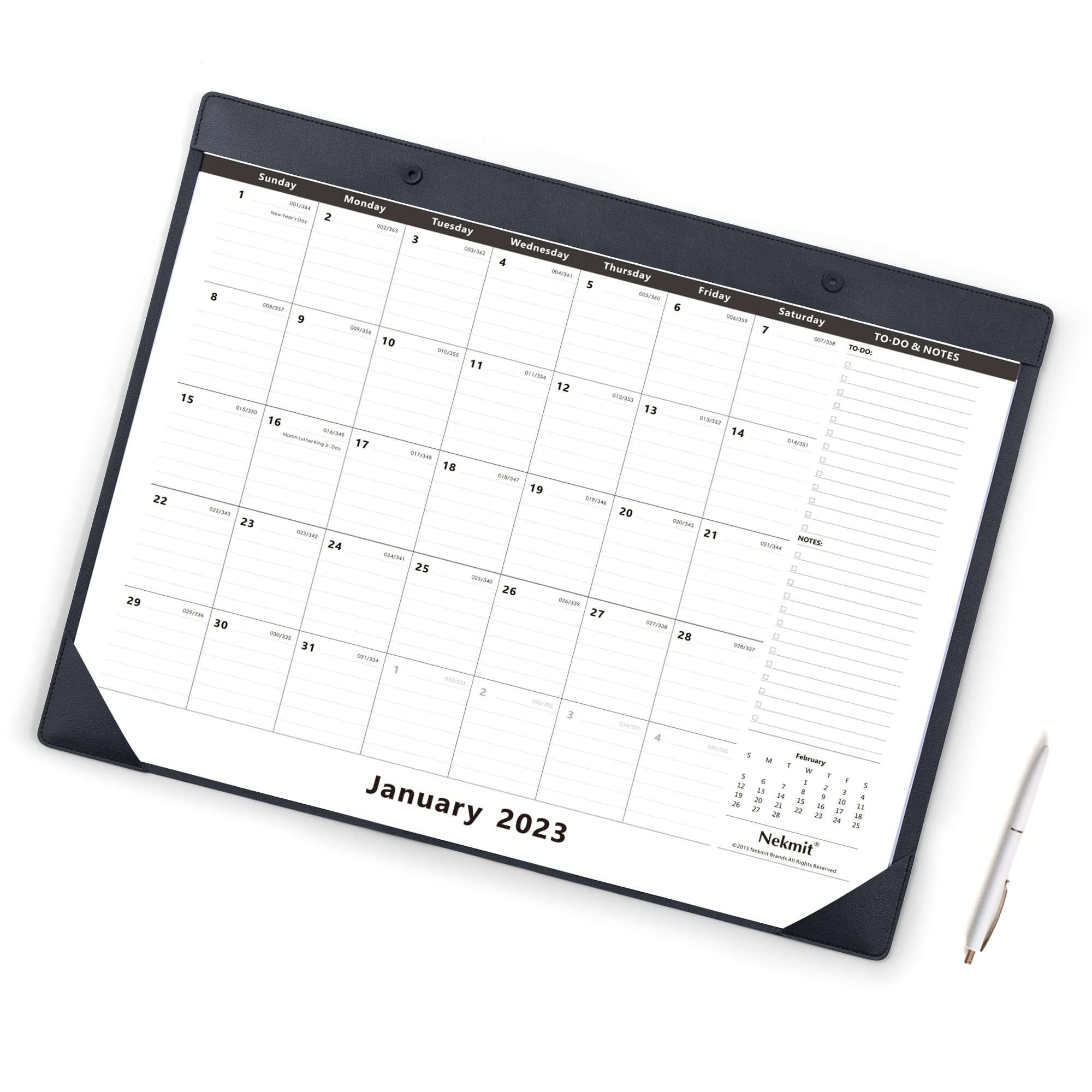 Nekmit Large Desk Calendar 2025 with PU Faux Leather Desktop Mat, Runs From Now - December 2025, Big Desk Pad Calendar 21 x 16 1/2 Inches for Home and Office