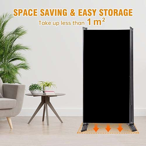 Miniatura 2 de Pantallas plegables de privacidad de 4 paneles, divisor de pared de 6 pies de alto con marco de metal, divisor de habitación independiente para