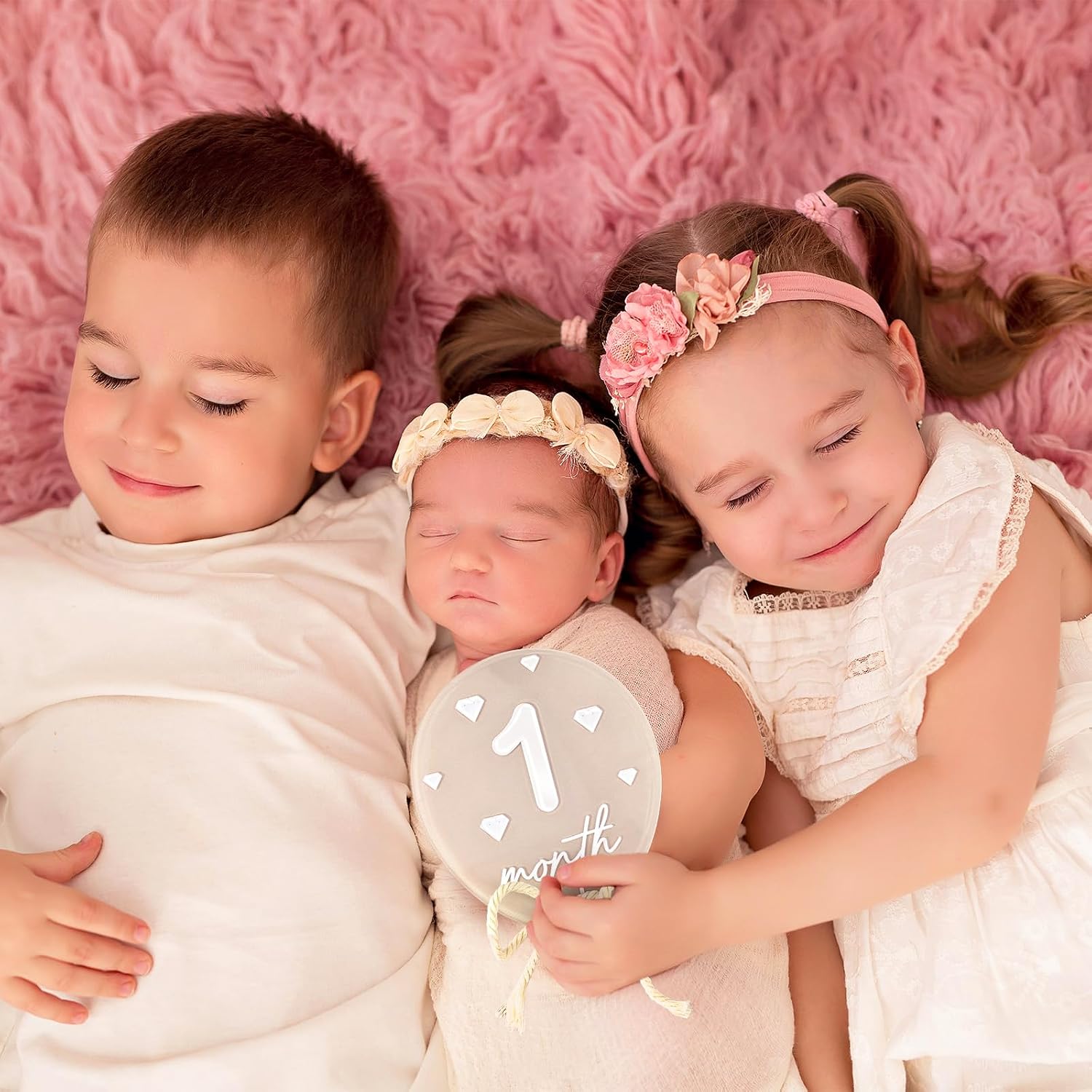 AnyDesign 12 Pcs Balloon Baby Monthly Milestone Cards Acrylic Marker Discs Boho Balloon Month Announcement Sign for Pregnancy Newborn Baby Growth Photo Prop Decor Supplies