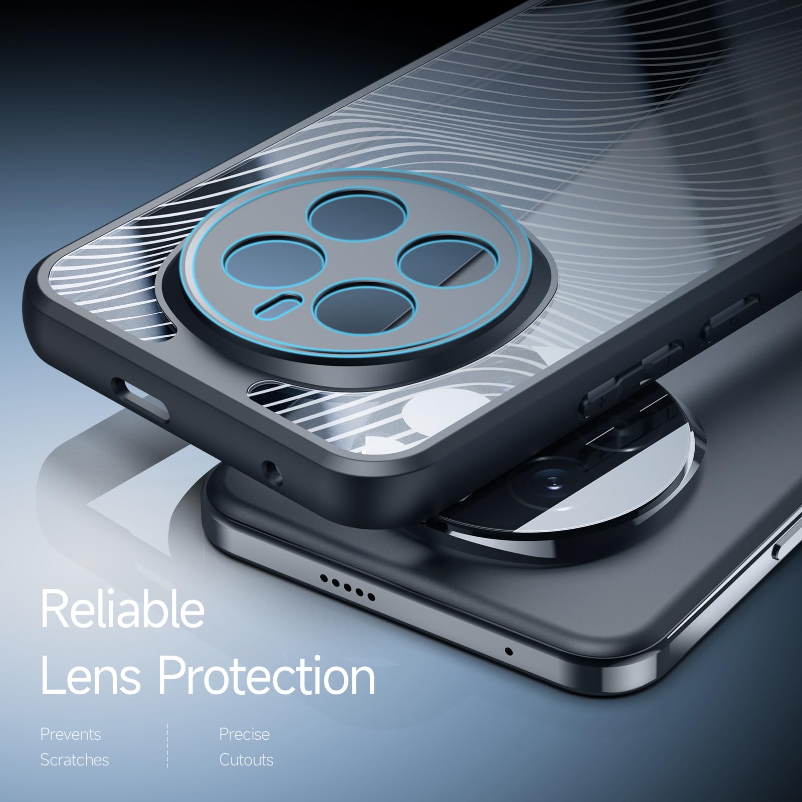 XINYEXIN Cover Trasparente Antiurto Per Sony Xperia 5 V - Custodia Sottile In TPU E PC, Antigiallo E Antigraffio, Blu - 4
