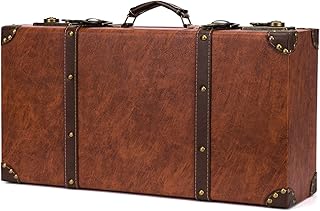 feilario Vintage Leather Storage Trunk Small Portable DecorativeLuggage ...