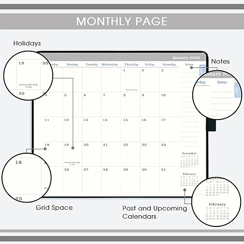 Miniatura 3 de Agenda de bolsillo 2026, enero 2026 a diciembre 2026, calendario semanal y mensual 2026, 6.3 x 3.8 pulgadas, bucle para bolígrafo, bolsillo trasero,