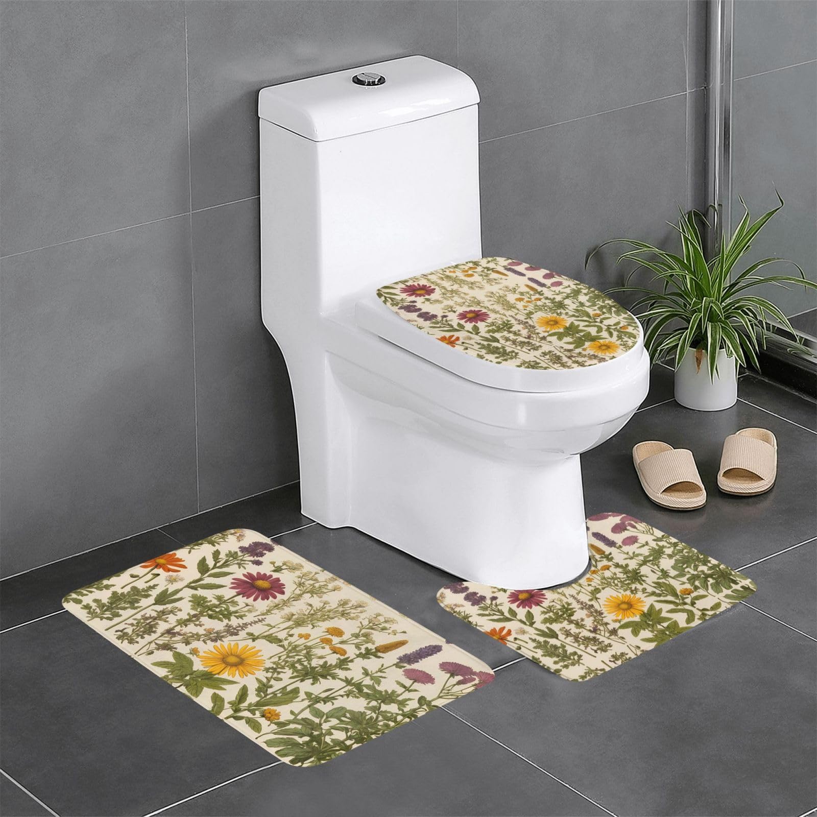 Tapis de bain en flanelle HJFCZH lot de 3 mats absorbants 61x40 cm