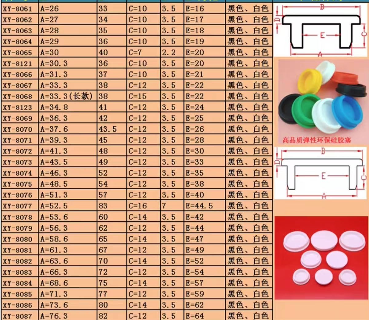 Silicone Hole Plug,6pcs Gray Silicone Rubber Hole Caps 6.8mm to 48.5mm T Type Plug Cover Snap-on Gasket Blanking End Caps Seal Stopper(28mm)