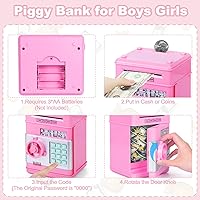 Vista 39 de Refasy - Alcancía electrónica con forma de cajero automático, para billetes y monedas, seguro para niños, regalo genial