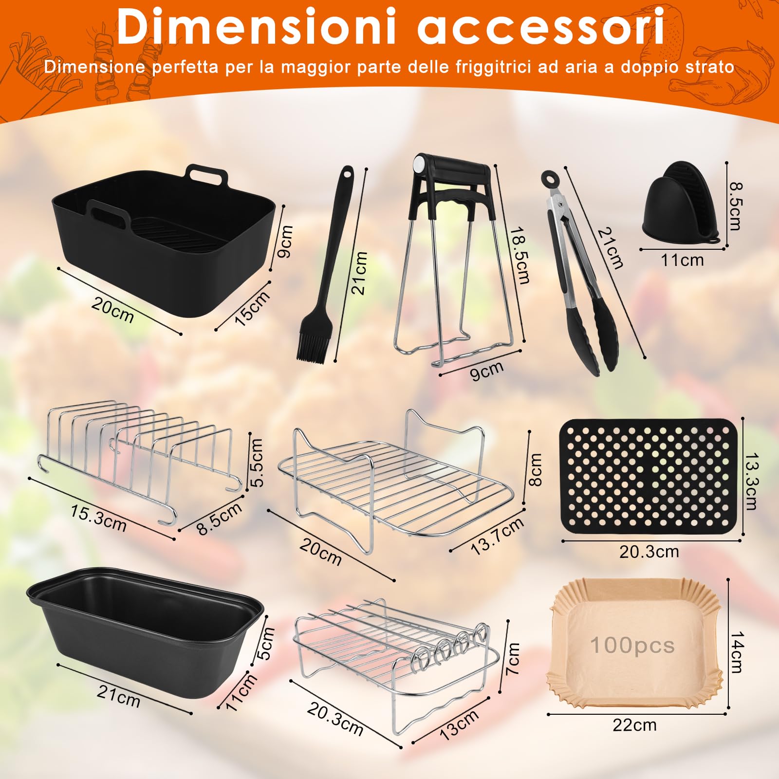 Teglie Accessori per Friggitrice Ad Aria, 2 Pezzi Teglia in Silicone