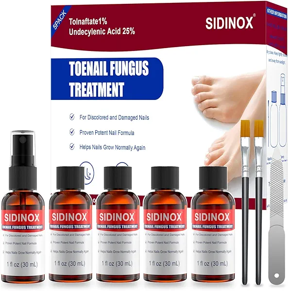Toenail Fungus Treatment, Treatment Extra Strength with 25% Undecylenic Acid, Fungus Nail Treatment for Damaged Nails, Discolored, Thick Toenails, Help Nail Grow - (1 Fl Oz/30 ml x 5 Pack)