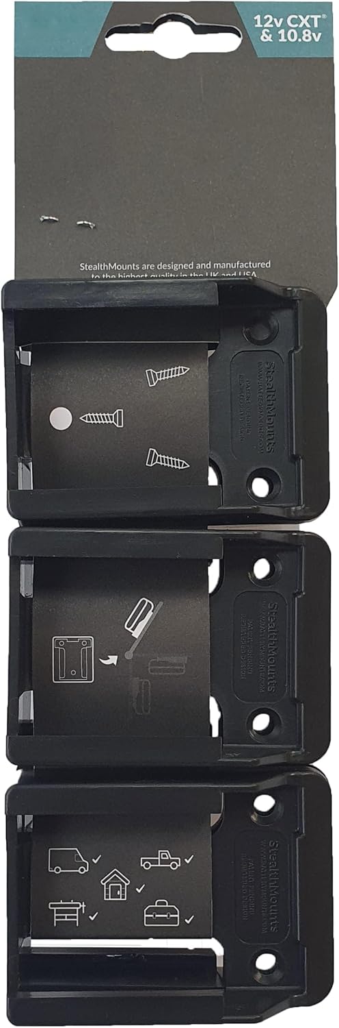 StealthMounts Battery Holder Compatible with Makita 12V CXT (6 Pack) - Black | StealthMounts Battery Mounts | Made in The UK