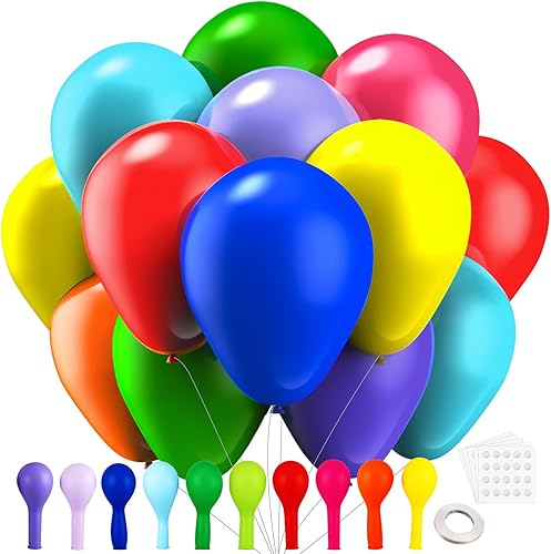 105 globos de látex arcoíris, globos de colores surtidos de 12 pulgadas, globos redondos de helio de colores brillantes para cumpleaños, baby