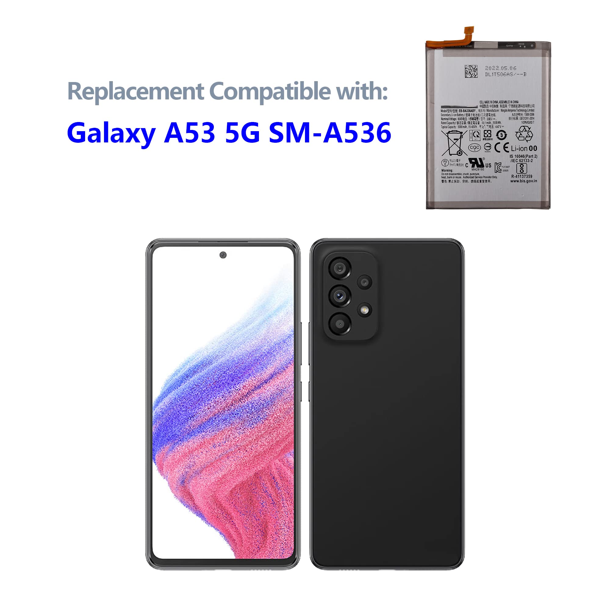 Aousavo EB-BA336ABY - Batteria di ricambio compatibile con Galaxy A53 5G SM-A536B