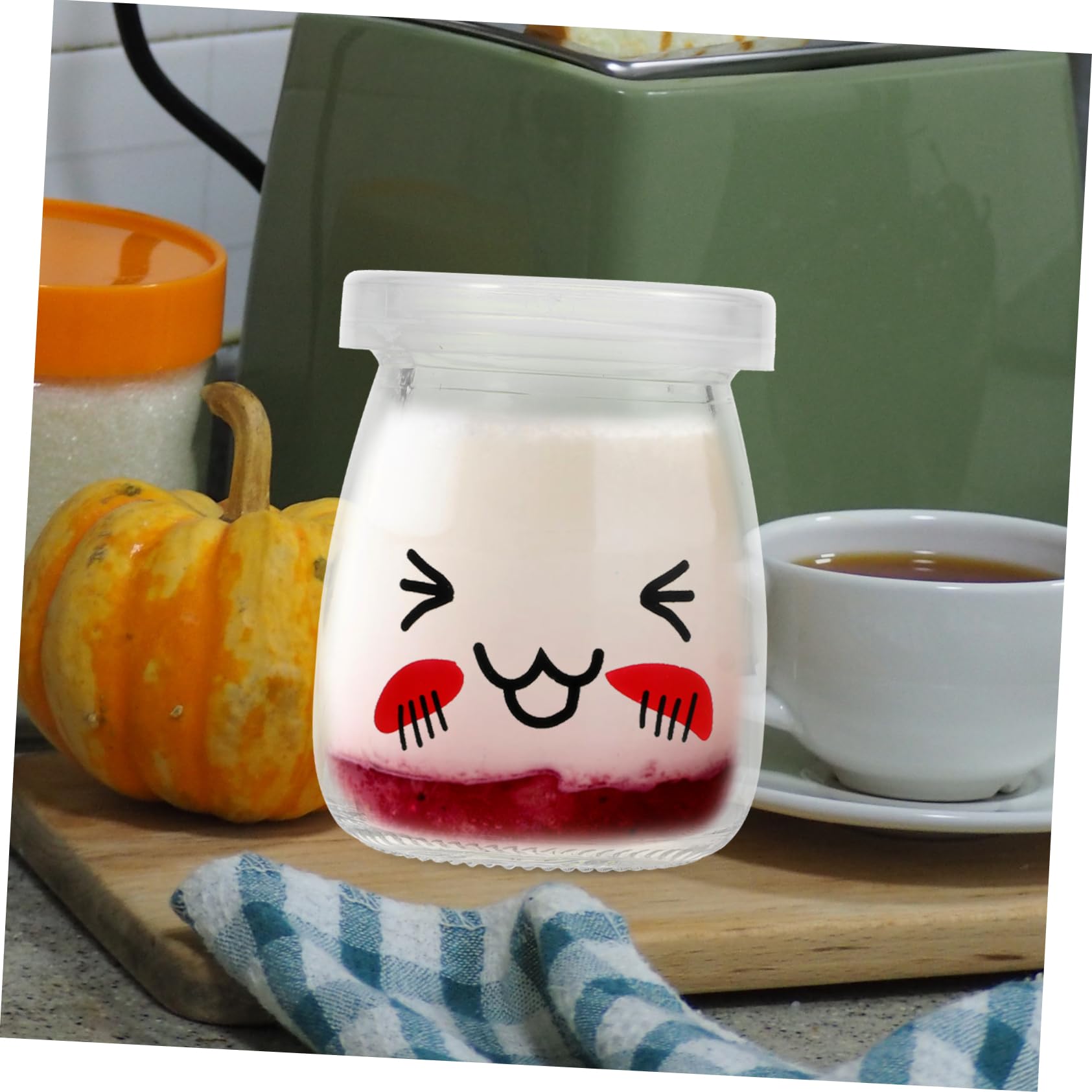 6 Stück Teiliges Pudding Flaschen mit Großem Transparente Yogurt Gläser Lebensmittelechte Aufbewahrung für Marmelade und Desserts Wiederverwendbar und Spülmaschinenfest