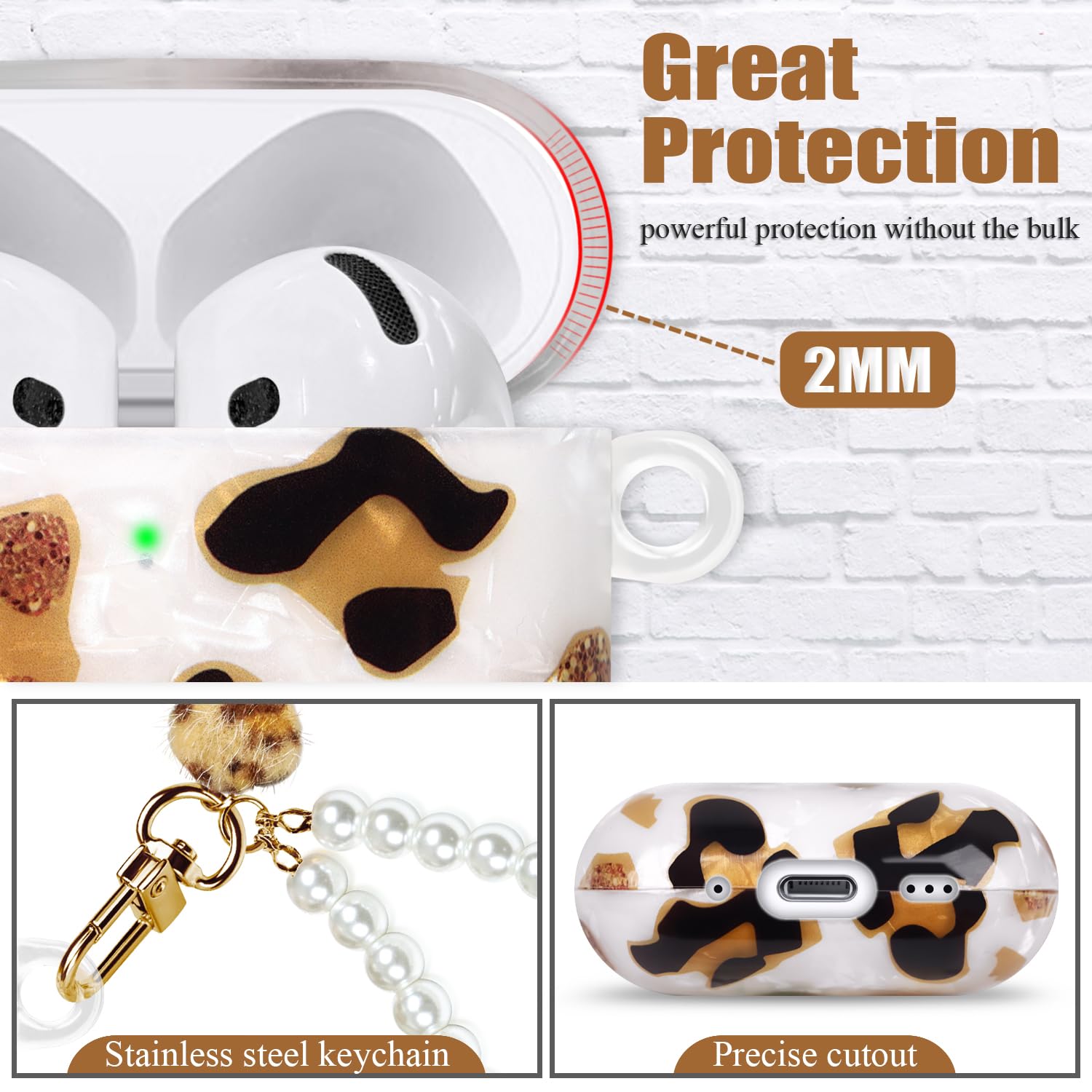 Amazon.co.jp: Airpods 4 Gen (2024) 用かわいいケース ヒョウ柄ハード