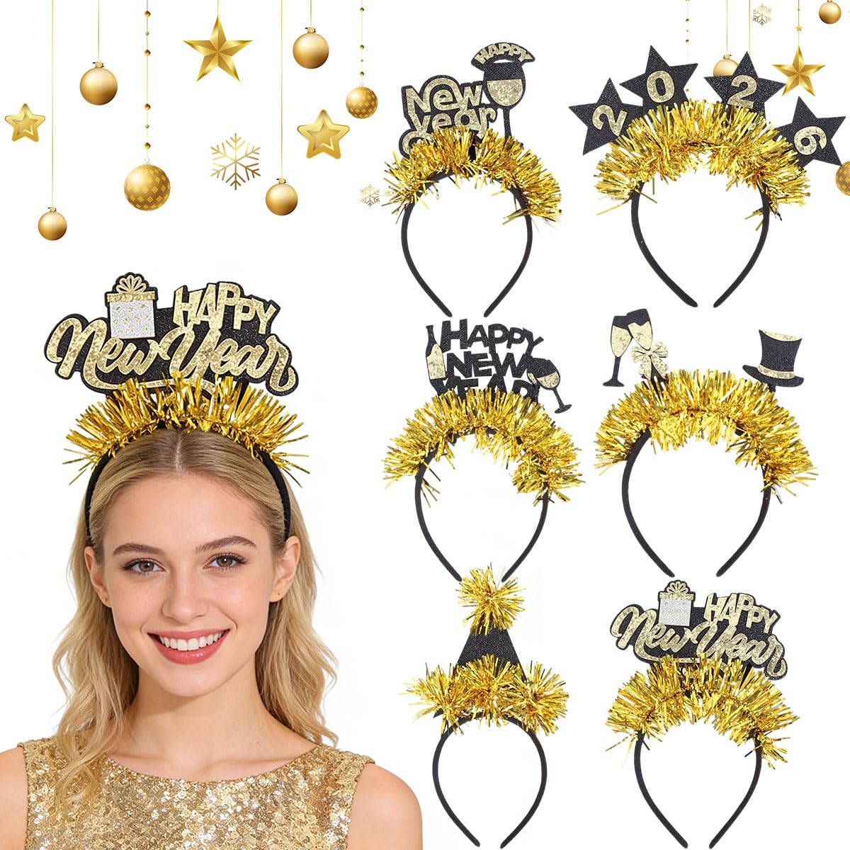 GTJEOI 4 Pièces Bandeau Nouvel An 2026, Serre-Tête Happy New Year, 2026 Bandeaux de Nouvel pour Adultes et Enfants, Bandeau de Bonne Année pour Decoration Nouvelle Année 2026 GTJEOI 4 Pièces Bandeau Nouvel An 2026, Serre-Tête Happy New Year, 2026 Bandeaux de Nouvel pour Adultes et Enfants, Bandeau de Bonne Année pour Decoration Nouvelle Année 2026