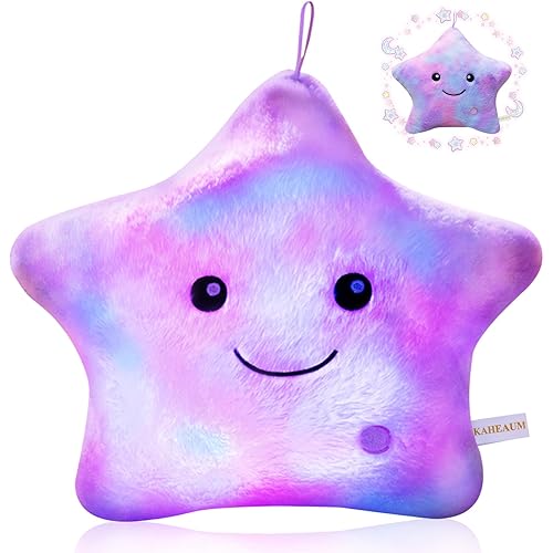 Star Pillows Light Up Stuffed Animal Soft Plushies for Boys Girls Kids Pillow Daughter Plush Children Toy Birthday Adults Valentines, Colorful Glowing Decorative Throw Pillows