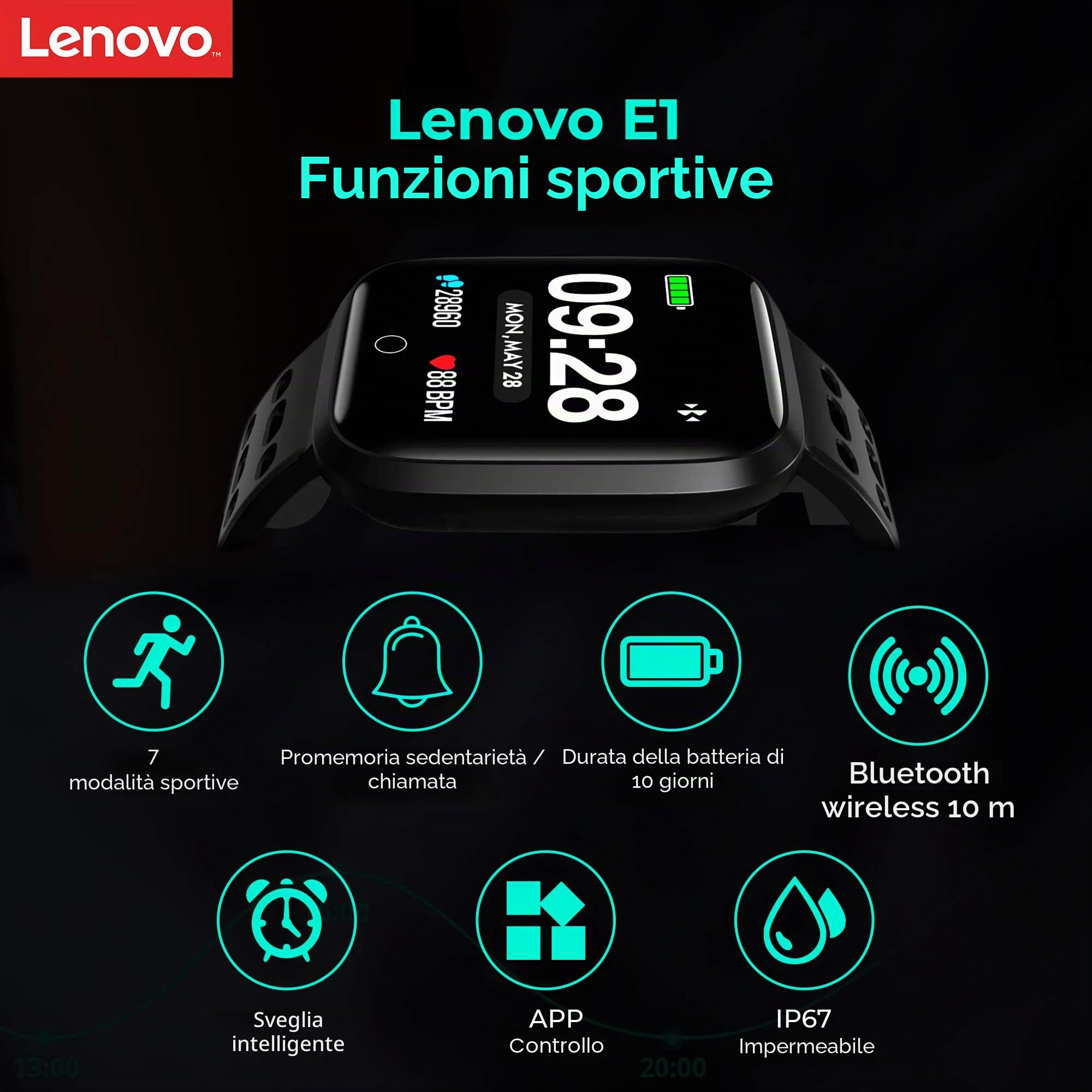 Lenovo E1 Black Smartwatch Grey/Silver