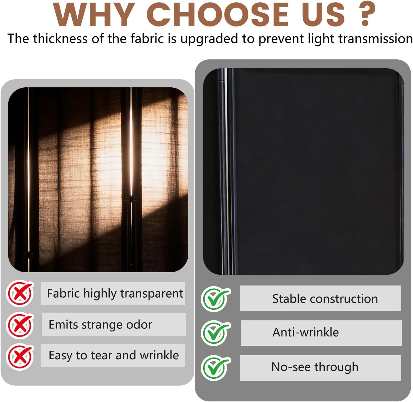 FDW 4 Panel Room Divider, 6FT Folding Privacy Screen Freestanding Partition Wall, Portable Room Separator for Dorm Bedroom Office Studio, Durable Metal Frame & Breathable Fabric, Dark Black