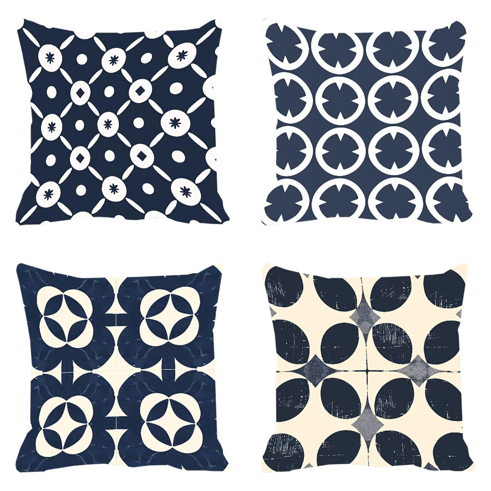 Housse de coussin bleu 50x50 de décoration pour canapé et salon de jardin géométrique