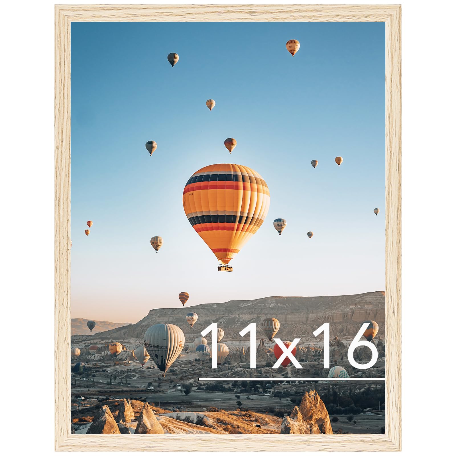 JCJMY 11x16 Picture Frame for Wall Hanging, Wall Mounting Horizontally or Vertically, 11 x 16 Wall Gallery Poster Photo Frame with Shatter Resistant Plexiglass, Natural