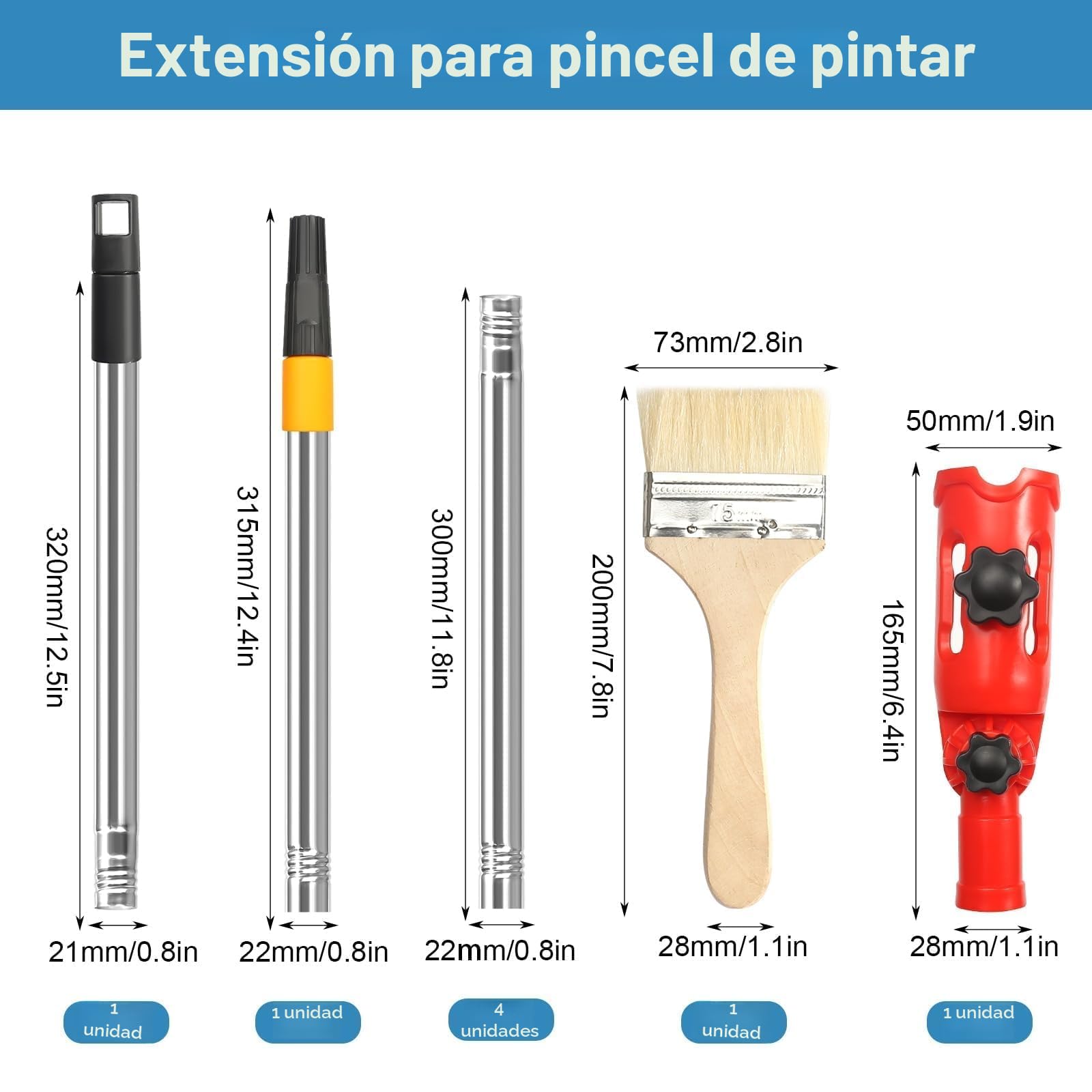 prota Herramienta Extensor de Pincel Pintura de Múltiples Angulos, Barra de Extensión de Rodillo Extensor, Soporte de Pincel de Poste de Extensión para Techos Altos Paredes Esquinas de Escaleras