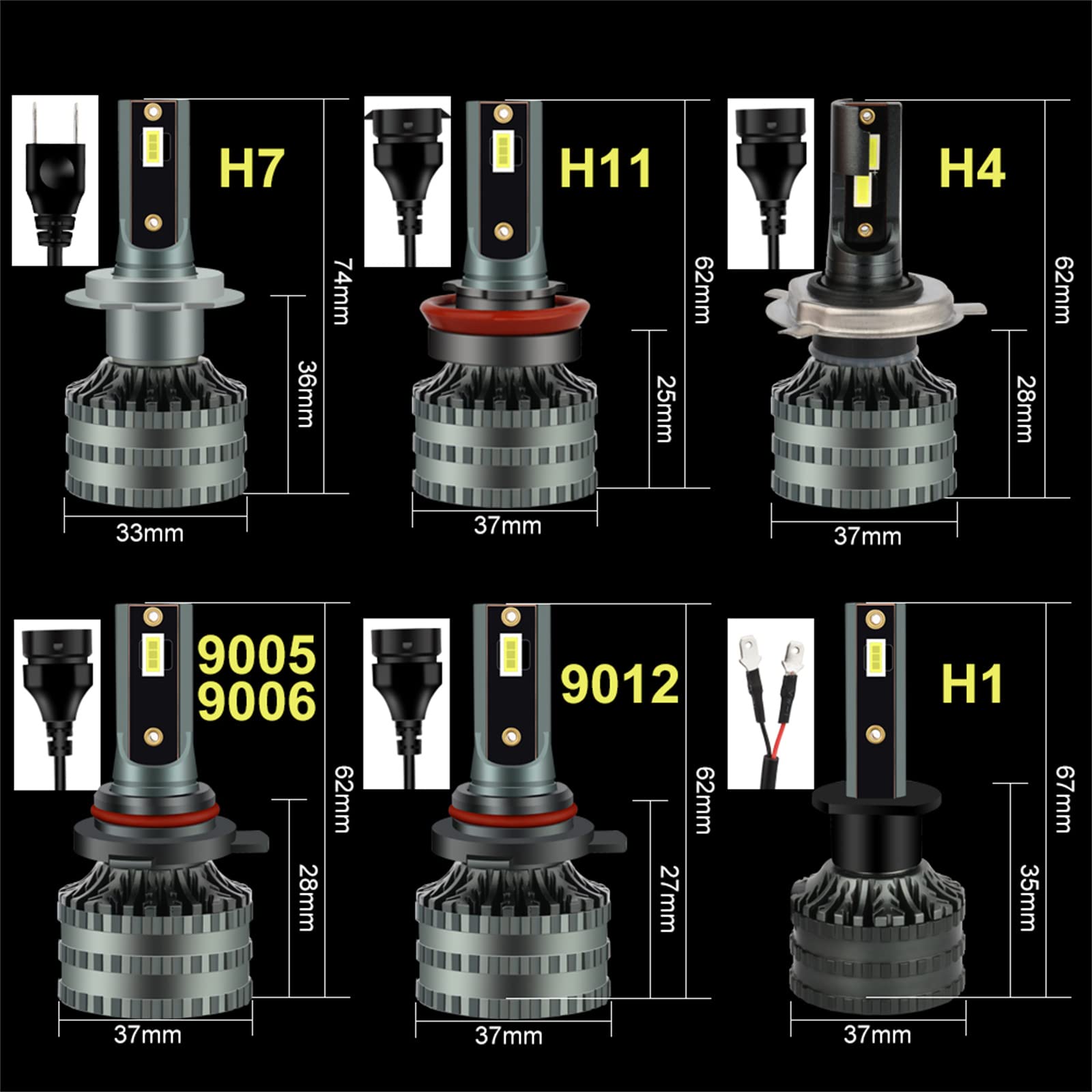 Bombillas LED Para Faros Delanteros, Kit De Conversión De Faros LED Más Brillantes, 18000 Lm, 6000 K, Blanco Frío, Resistente Al Agua IP68, Vida Útil De 50 000 Horas, Paquete De 2,H4