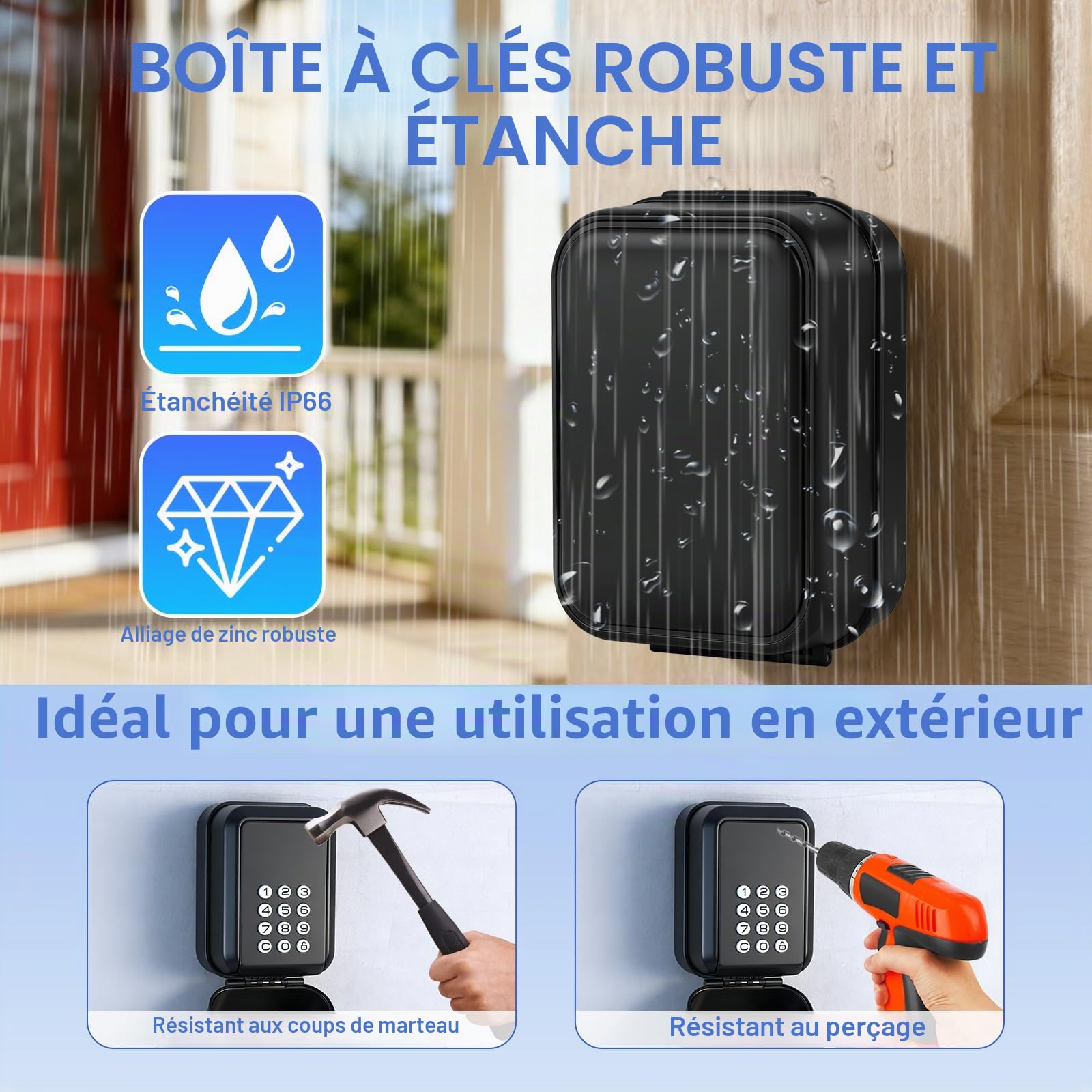 Boite a Clefs Securisee Exterieur,Grand Boitier a Cle Murale Étanch | Boite à Clé Sécurisée avec Code, TTLock Anti-Vol boite à Clé Murale Connectée Bluetooth pour Airbnb, Maison, Usine, Garage