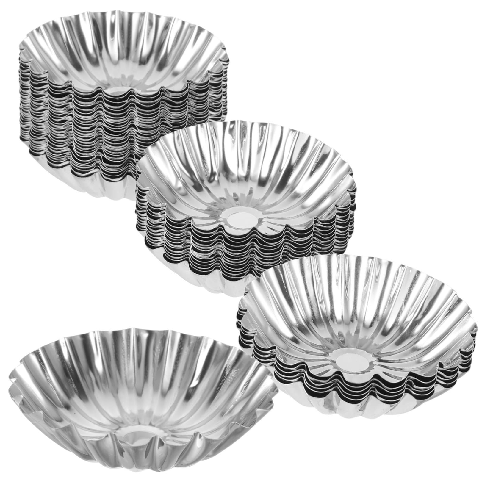 50 piezas Molde para Tartaletas de Huevo de Acero Inoxidable Moldes Creativos para Muffins y Pudín Antiadherentes Resistentes Altas Temperaturas para Repostería Casera