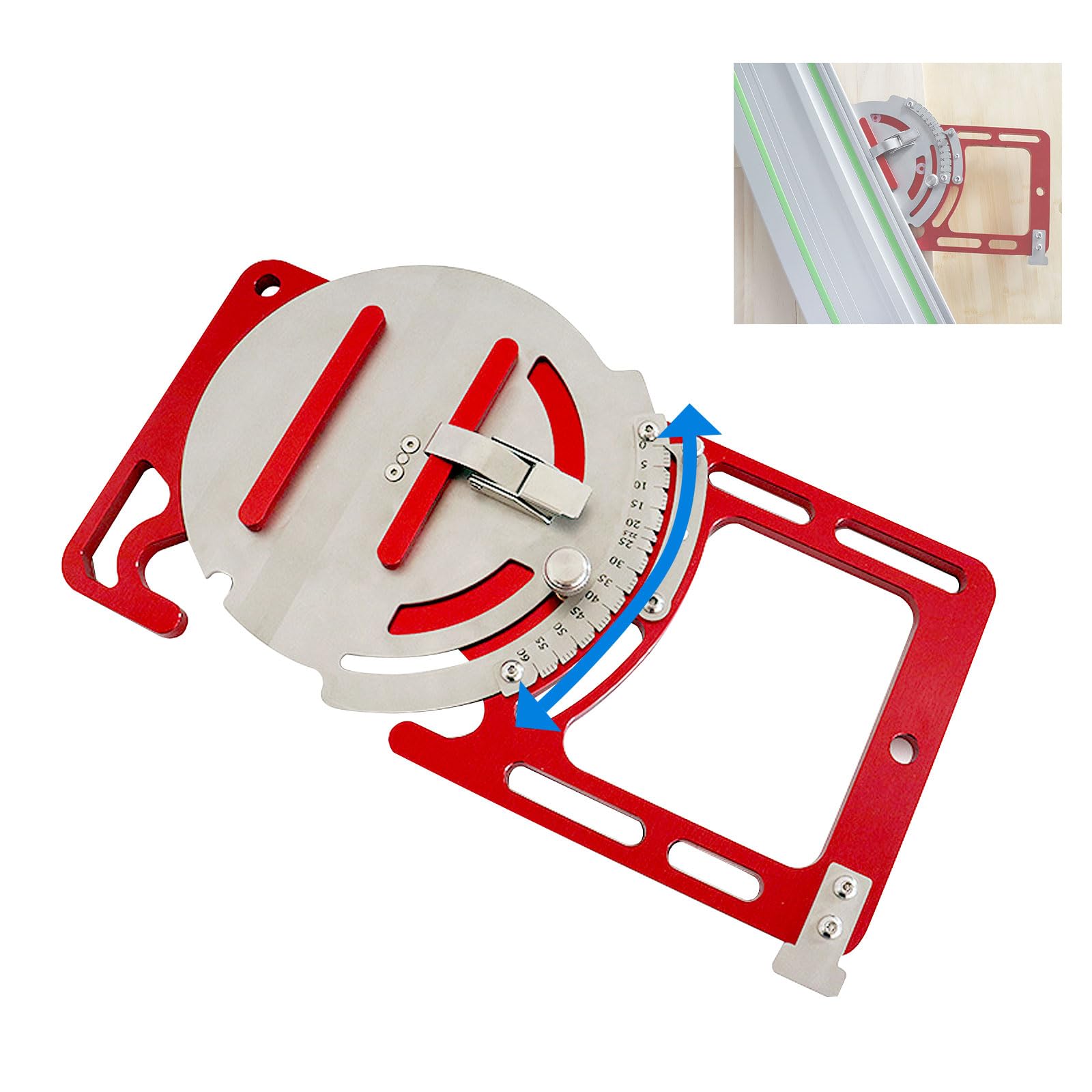 Guida regolabile, guida quadrata in metallo con fibbia di sicurezza, angolo da 0 a 60°, sega elettrica per la lavorazione del legno, accessori per sega circolare