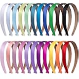Duufin 22 Pieces Satin Headbands 2cm Plain Headband Non-slip Hair Headband Colorful DIY Headbands for Women and Girls, 22 Colors
