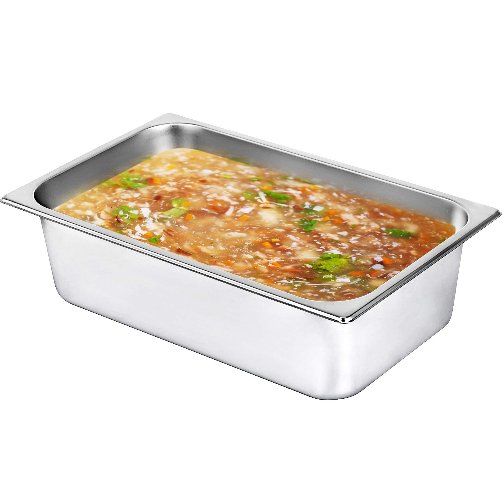 VEVOR Bandeja Rectangular de Acero Inoxidable, 50 x 30 x 15 CM, 6 Unidades Bandeja Honda Rectangular para Servir, Bandeja Profunda para Horno, Bandeja de Acero Inoxidable, Bandeja para Arroz al Vapor