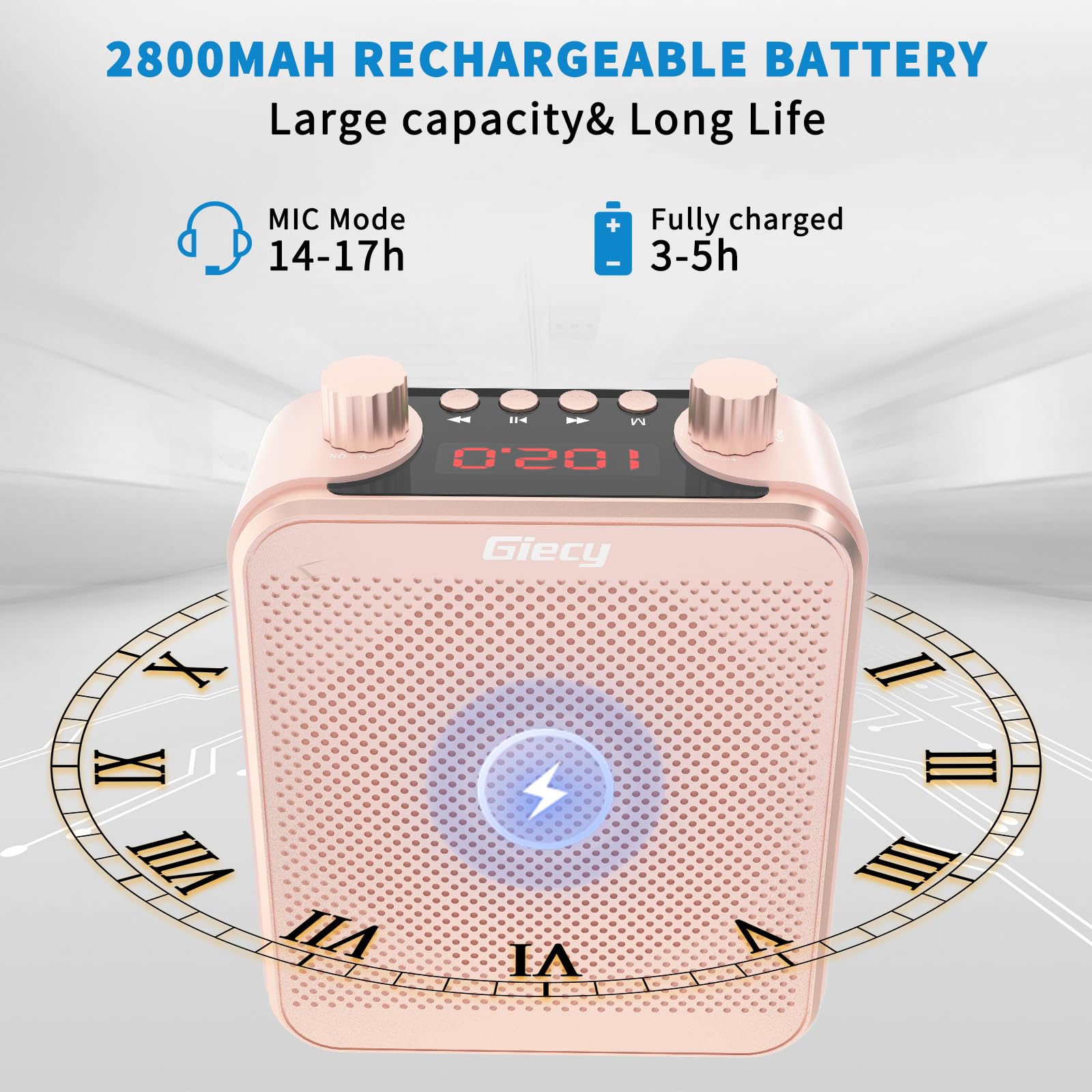 Amplificatore vocale portatile da 30 W con microfono cablato auricolare, altoparlante con sistema PA ricaricabile da 2800 mAh, microfono personale, amplificatori di potenza vocale, altoparlante per