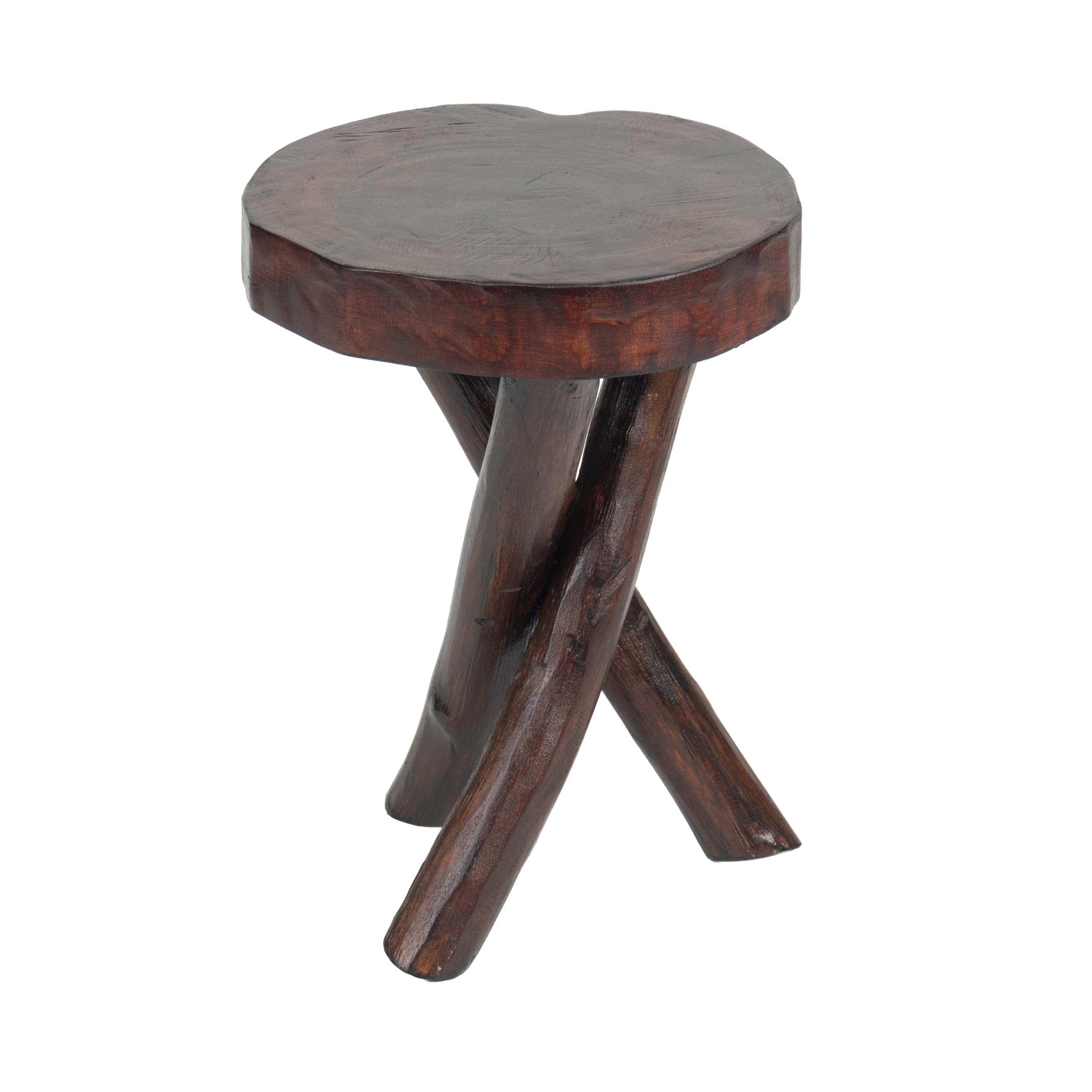 DESIGN DELIGHTS Robusto tavolo rotondo in legno teak 40 | 41 x 34 cm (altezza x diametro), in legno antico | tavolino rustico, poggiapiedi, tavolo in legno, sgabello per fiori