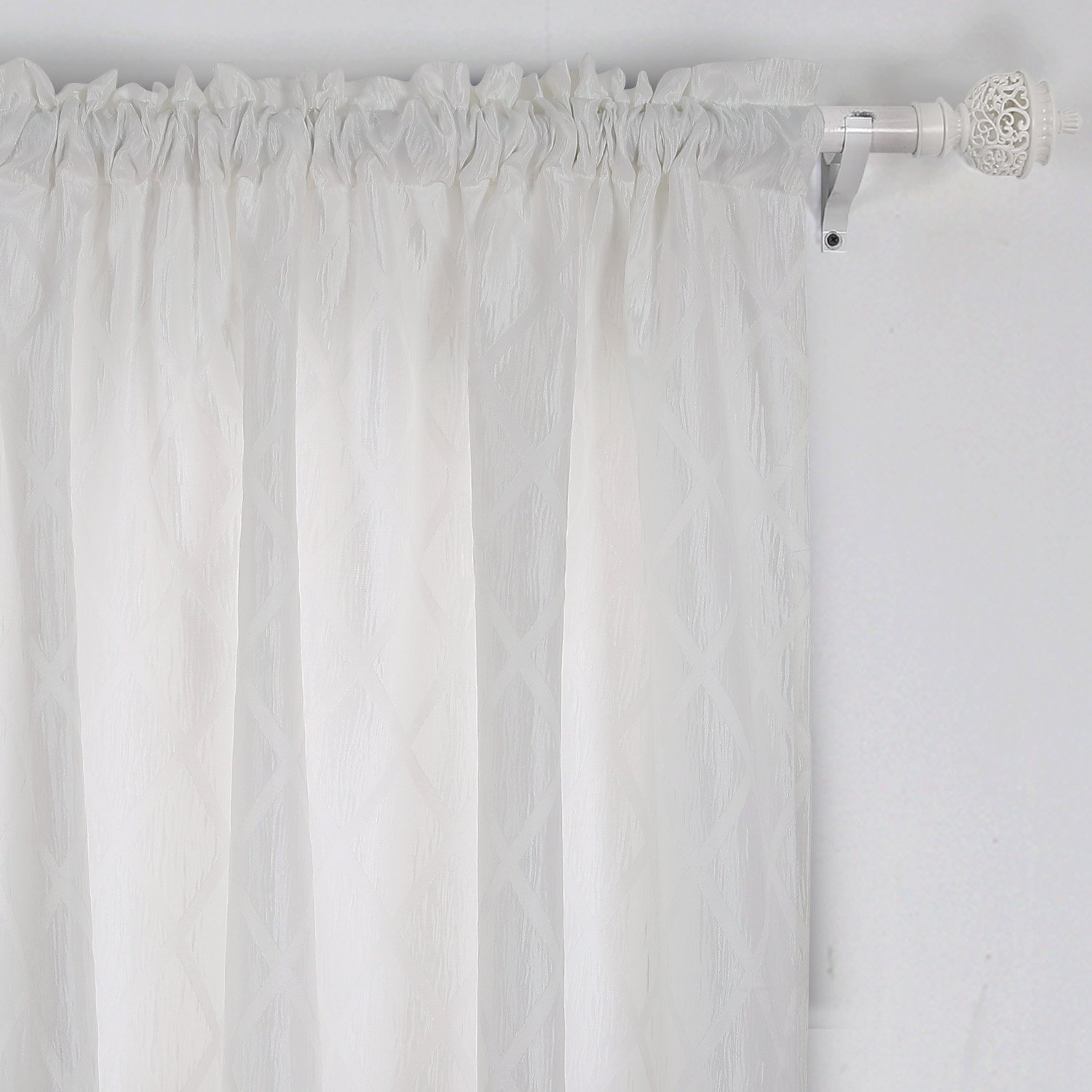 Rideaux blancs 52X63 pouces Deconovo rideau Jacquard géométrique