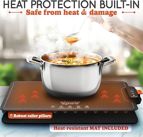 Miniatura 4 de Bandeja de calentamiento eléctrica, almohadilla de calentamiento de silicona enrollable para alimentos con 4 ajustes de temperatura, apagado