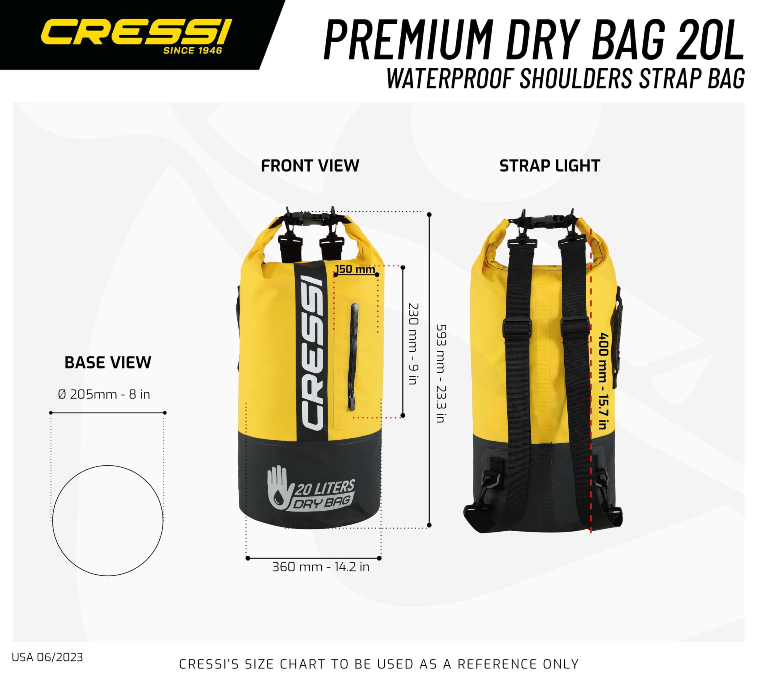 CRESSI Dry Bag Premium 20L Bicolor, Bolsa/Mochila Impermeable Bicolor para Actividades Deportivas Unisex Adultos