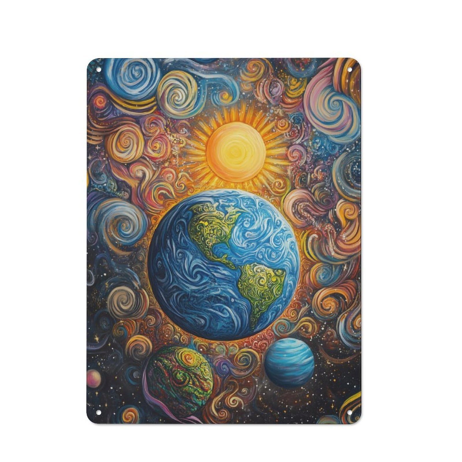 Cottage Style Whimsical Cosmic Painting Country Metal Sign 40x30cm, Farmhouse Wall Decor for Farmhouse Kitchen, Pantry Or Dining Area