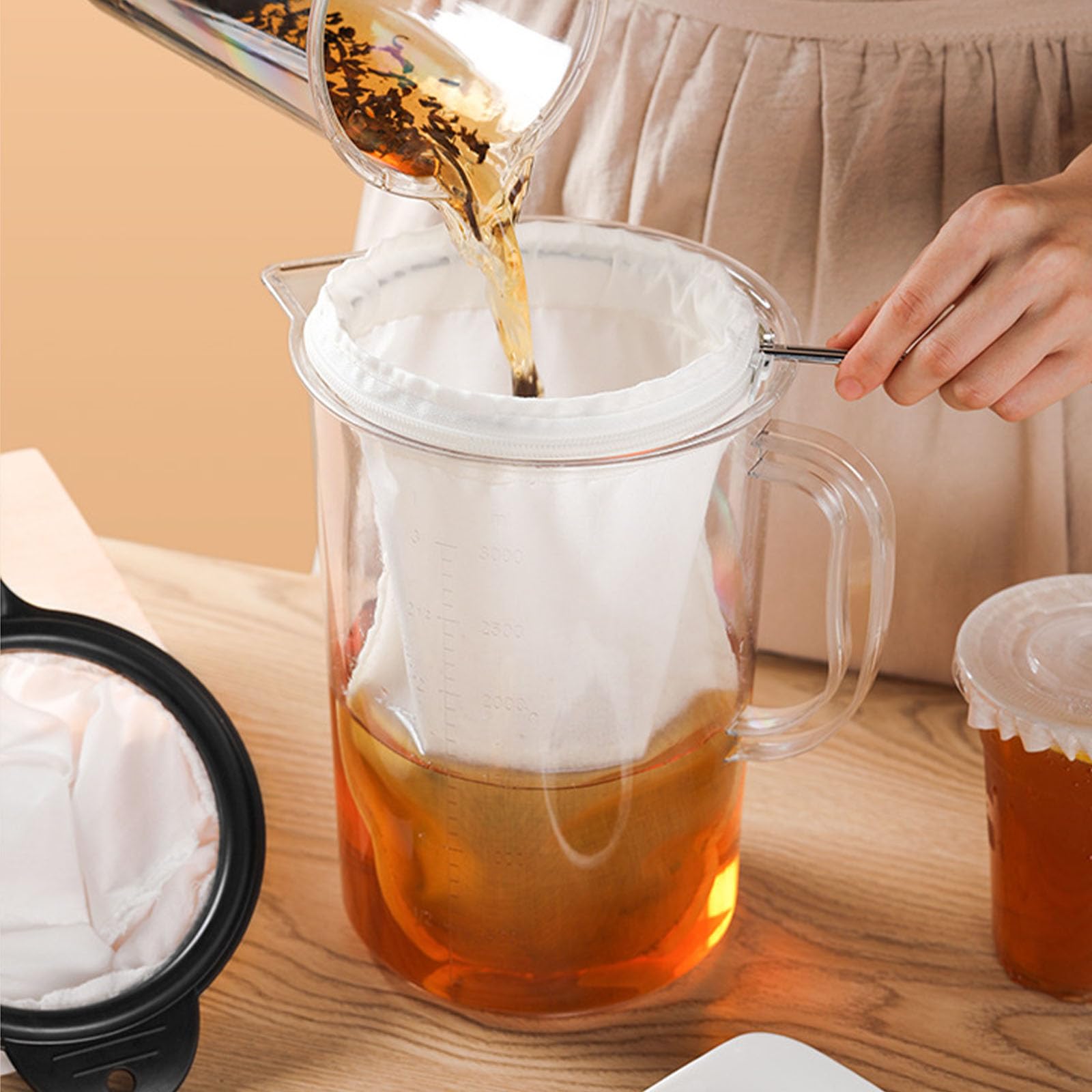 5 Pezzi Panno Filtrante Latte, AMONENZ Colino Stoffa, Sacchetto Filtro Latte Vegetale Riutilizzabile con Cerniera, Colino per Formaggi Fatti in Casa, Succhi di Frutta e Succhi di Verdura