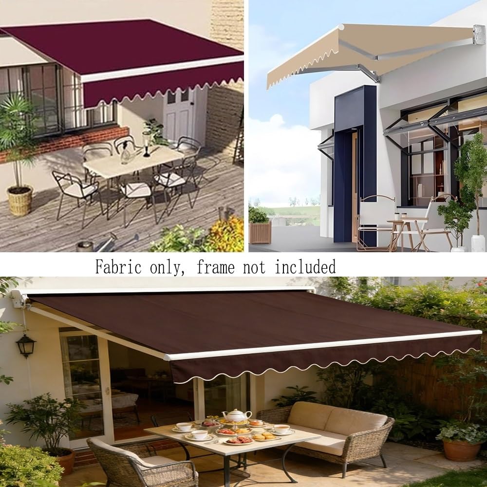 Toldo Retráctil Recambio De Tela 200 240 300 350 400cm Cubierta del Toldo De La Sombra del Sol, Lona Recambio Jardín Patio Terraza Balcón(Khaki,11.5x10ft/350x300cm)